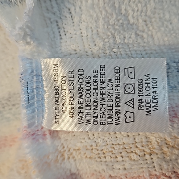 Surf Style | Women's Terry Stripes Raw Edges Gulf Shores Alabama Hoodie Sz L - Picture 11 of 11